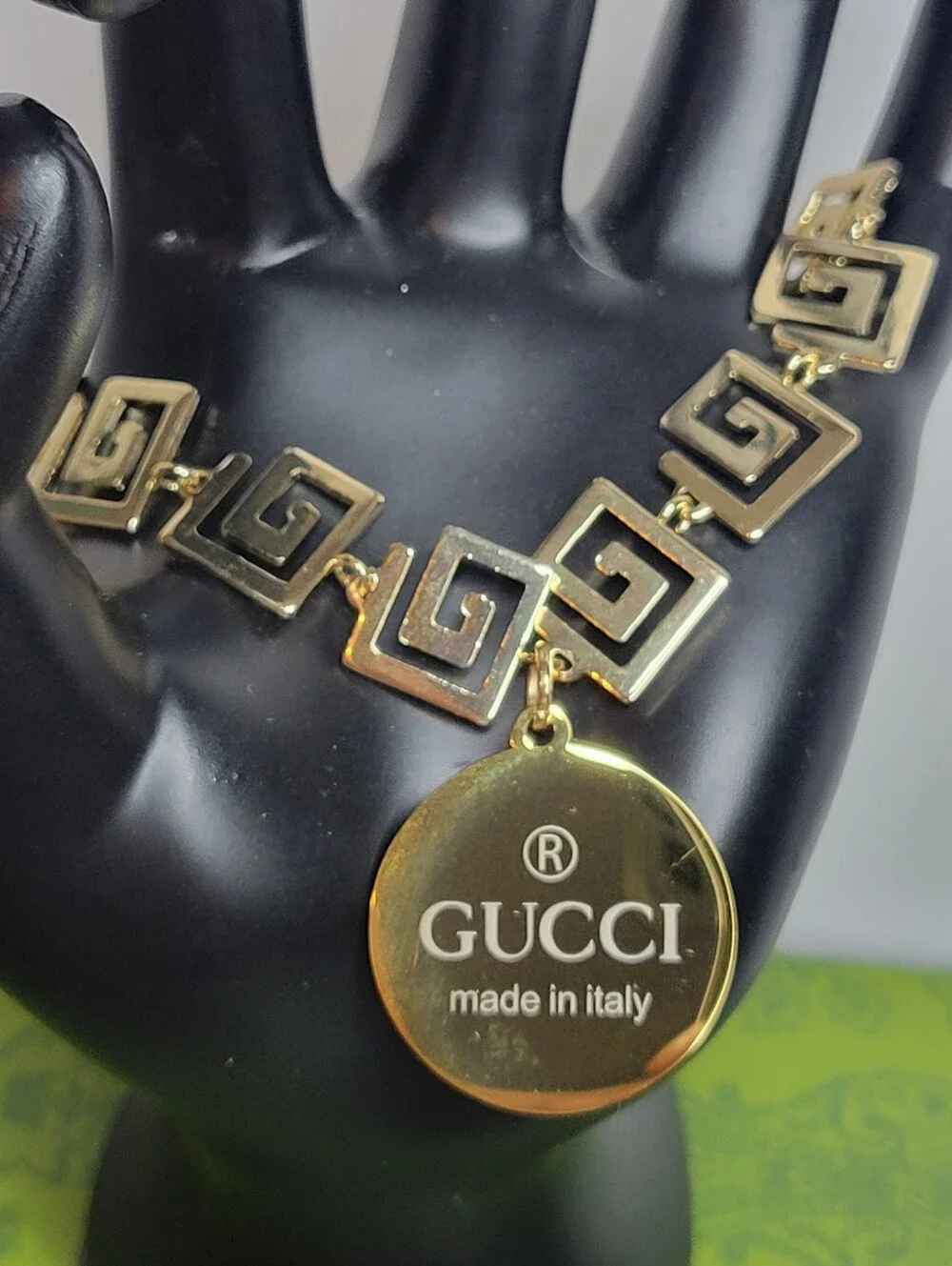 Gold Plated Adjustable Greek Key Design Bracelet, New - Picture 2 of 4